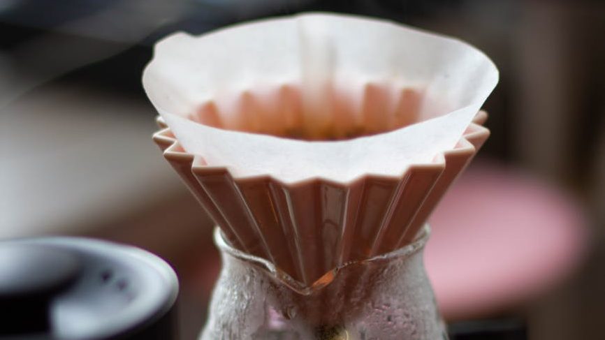 pour over filter on glass cup